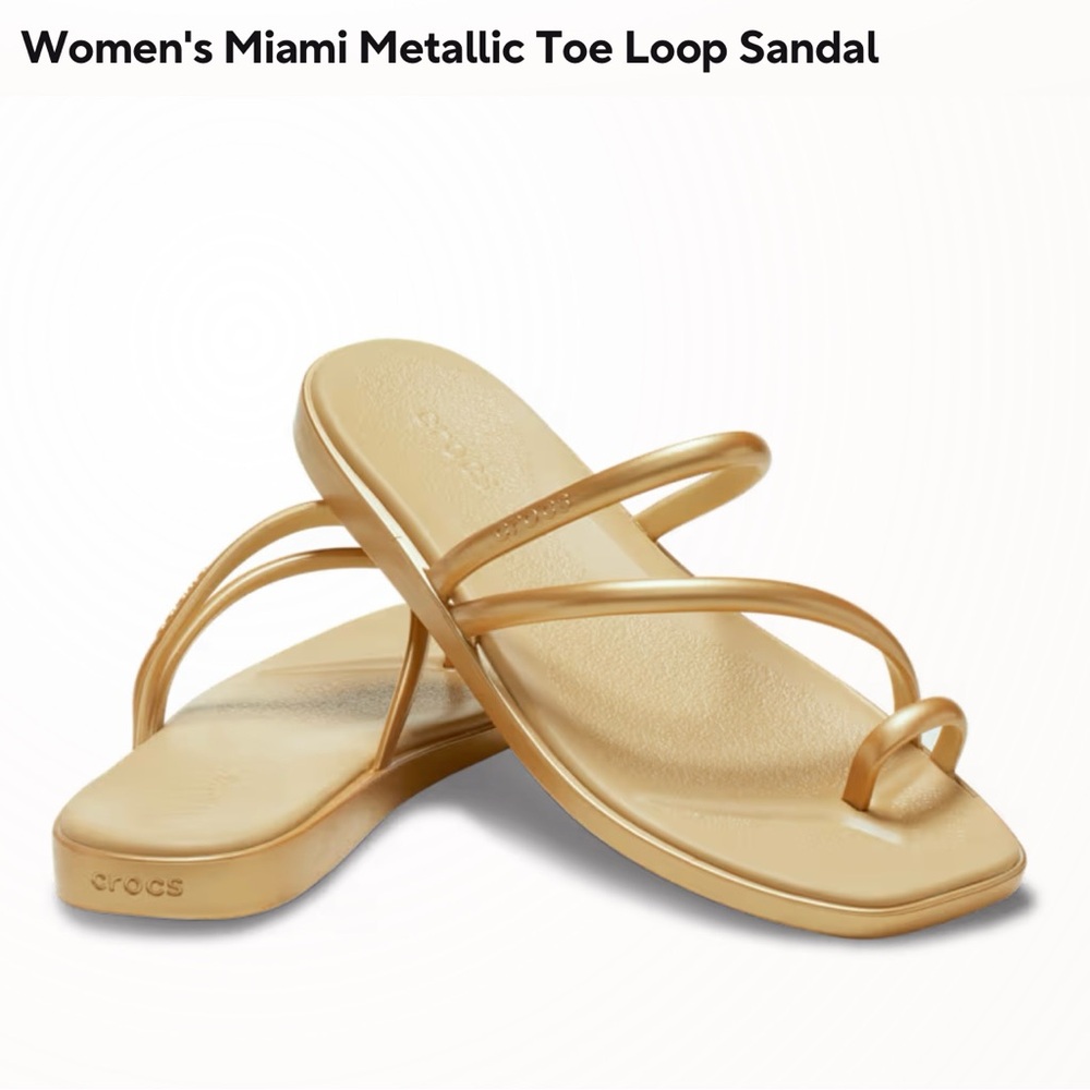 New CROCS Women's Miami Metallic Gold Sandals